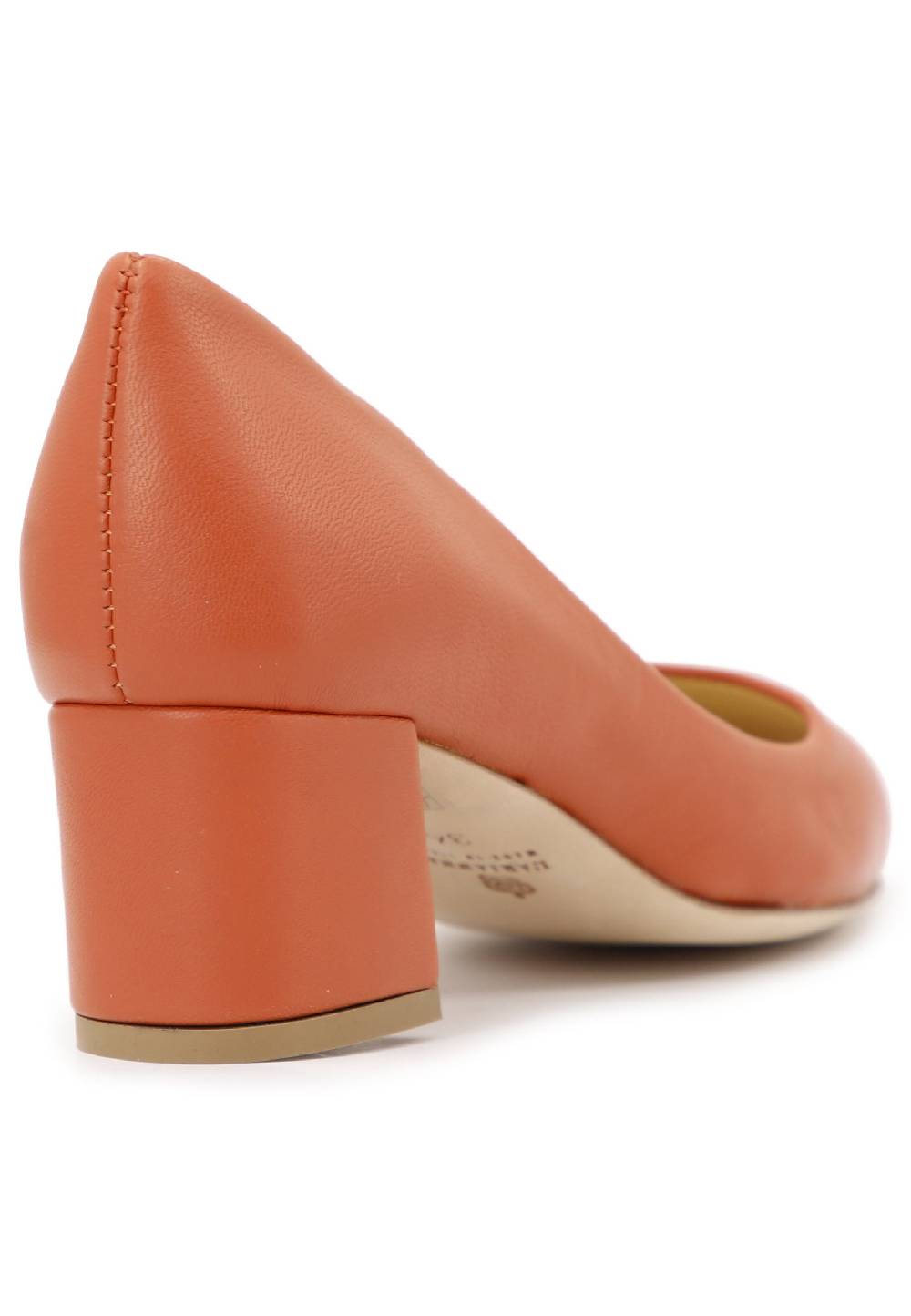 L'ARIANNA Decollete Donna In Pelle Arancio Con Tacco Basso E Punta Tonda