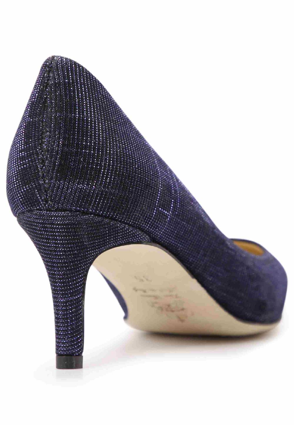 L'ARIANNA Decollete Donna In Tessuto Lux Blu Con Tacco Sottile