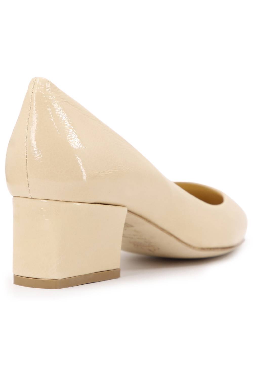 L'ARIANNA Decollete Donna In Vernice Beige Con Tacco Basso E Punta Tonda