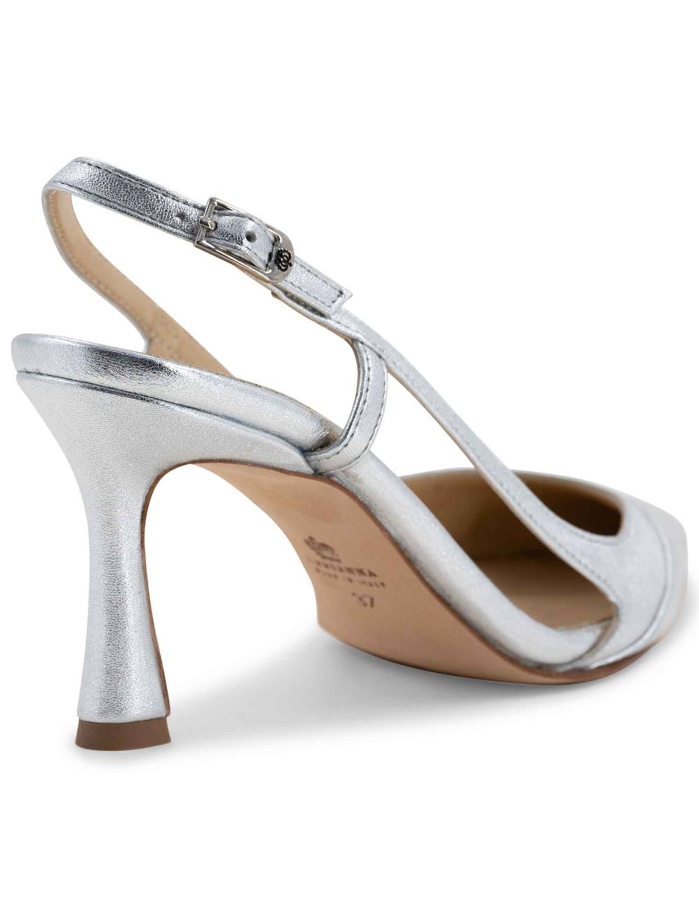 L'ARIANNA Decollete Slingback Ch1605/rt Donna In Pelle Lamin Argento Con Tacco Alto L'arianna