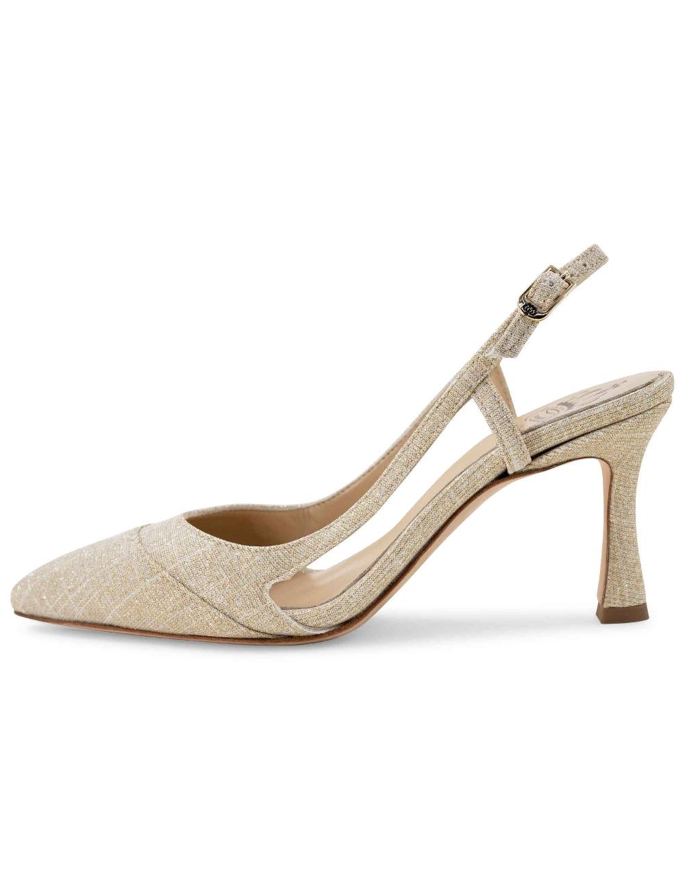 L'ARIANNA Decollete Slingback Ch1605/rt Donna In Tessuto Sirio Platino Tacco Alto L'arianna