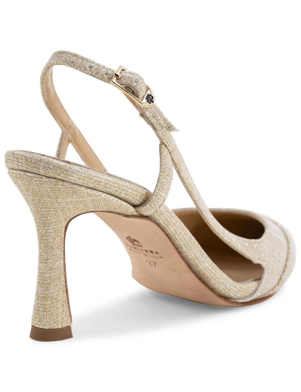 L'ARIANNA Decollete Slingback Ch1605/rt Donna In Tessuto Sirio Platino Tacco Alto L'arianna