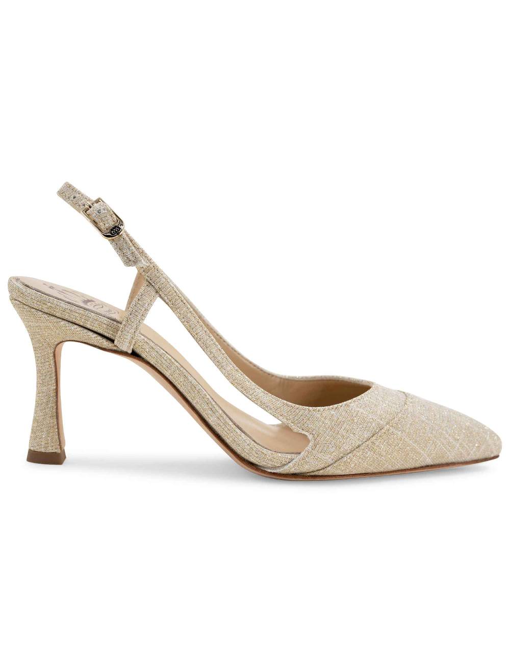 L'ARIANNA Decollete slingback ch1605/rt donna in tessuto sirio platino tacco alto l'arianna