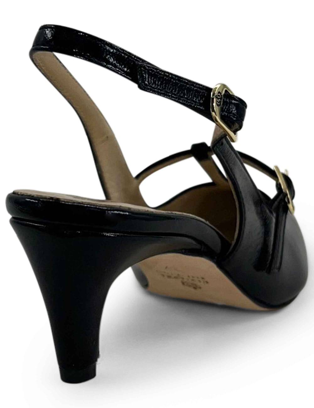 L'ARIANNA Decollete Slingback CH1720 Da Donna In Pelle Color Nero Con Cinturino