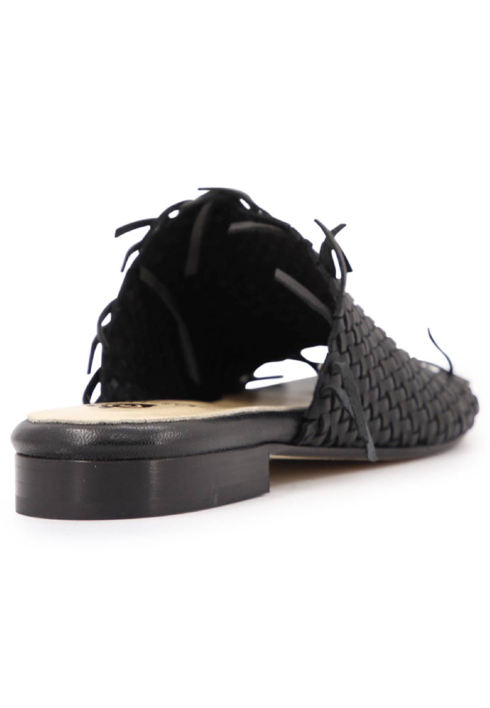 L'ARIANNA Sandali Bassi Donna In Pelle Intrecciata Nera