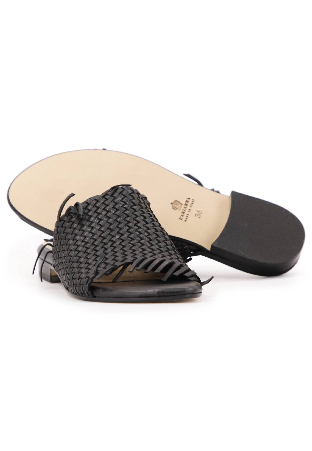 L'ARIANNA Sandali Bassi Donna In Pelle Intrecciata Nera