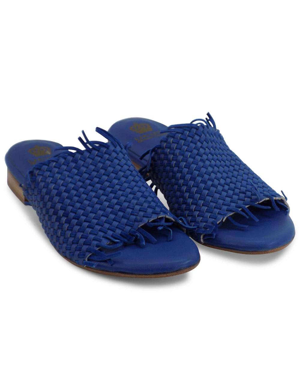 L'ARIANNA Sandali CB1259 Bassi Donna In Pelle Intrecciata OCEANO