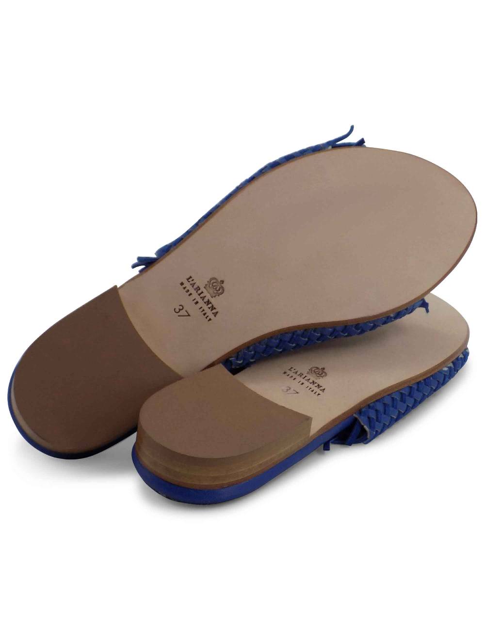 L'ARIANNA Sandali CB1259 Bassi Donna In Pelle Intrecciata OCEANO