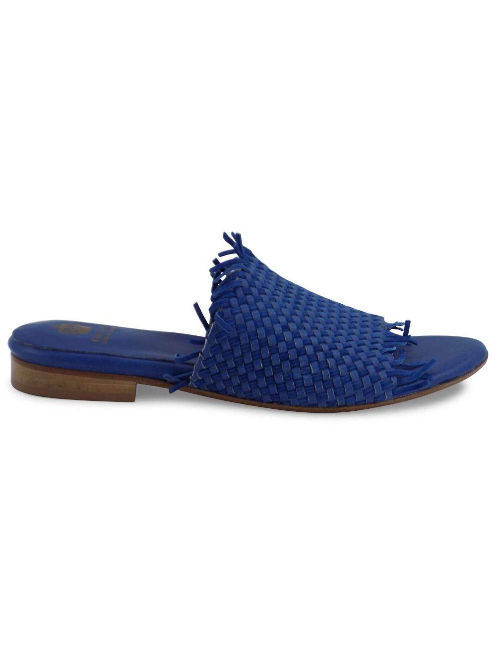 L'ARIANNA Sandali CB1259 bassi donna in pelle intrecciata OCEANO