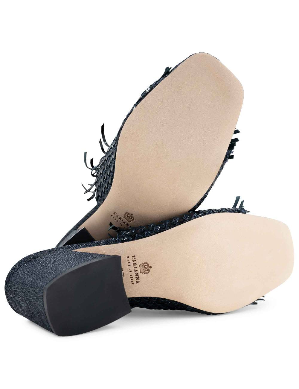 L'ARIANNA Sandali Cb1260/g Donna In Pelle Intrecciata In Tessuto Zena Dark Con Punta Quadra L'Arianna