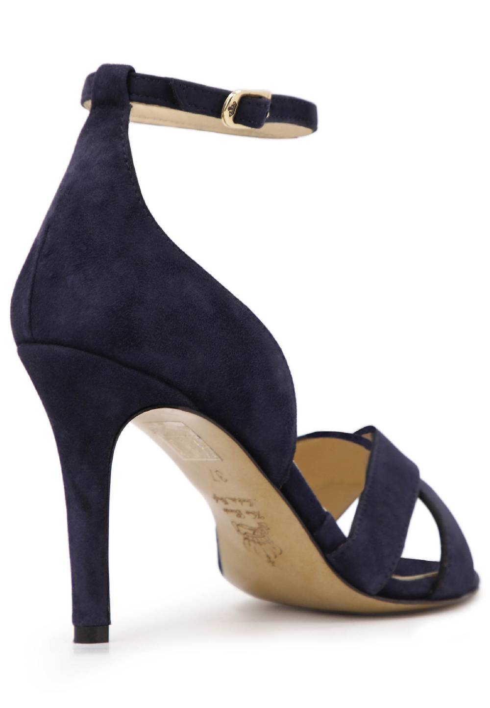 L'ARIANNA Sandali Donna In Camoscio Blu Con Tacco Alto E Cinturino Alla Caviglia