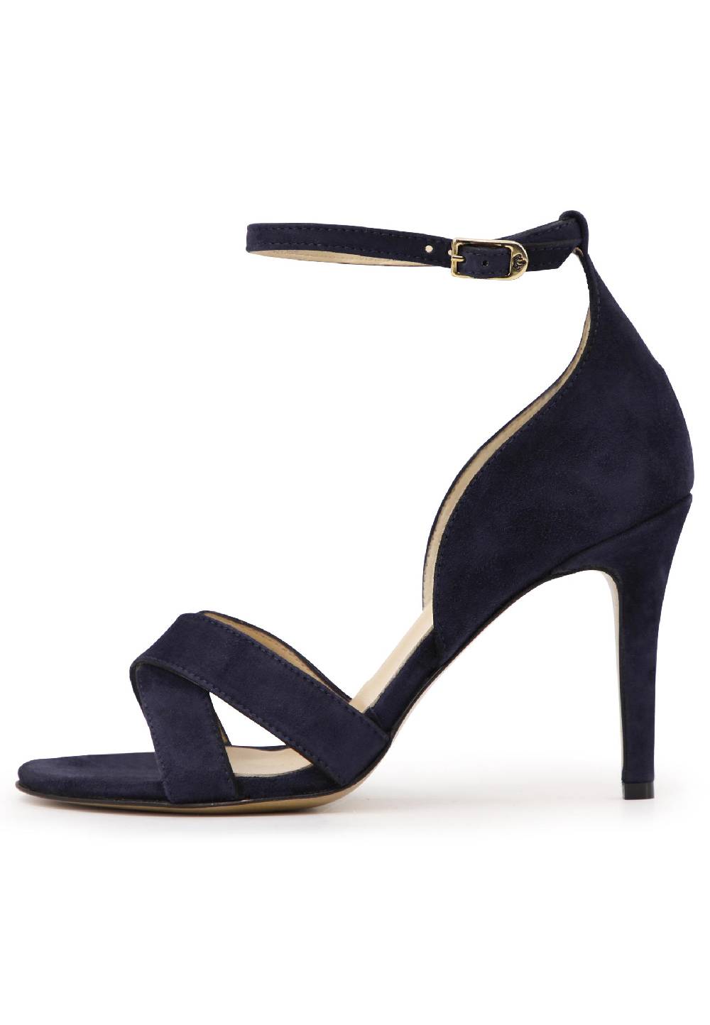 L'ARIANNA Sandali Donna In Camoscio Blu Con Tacco Alto E Cinturino Alla Caviglia