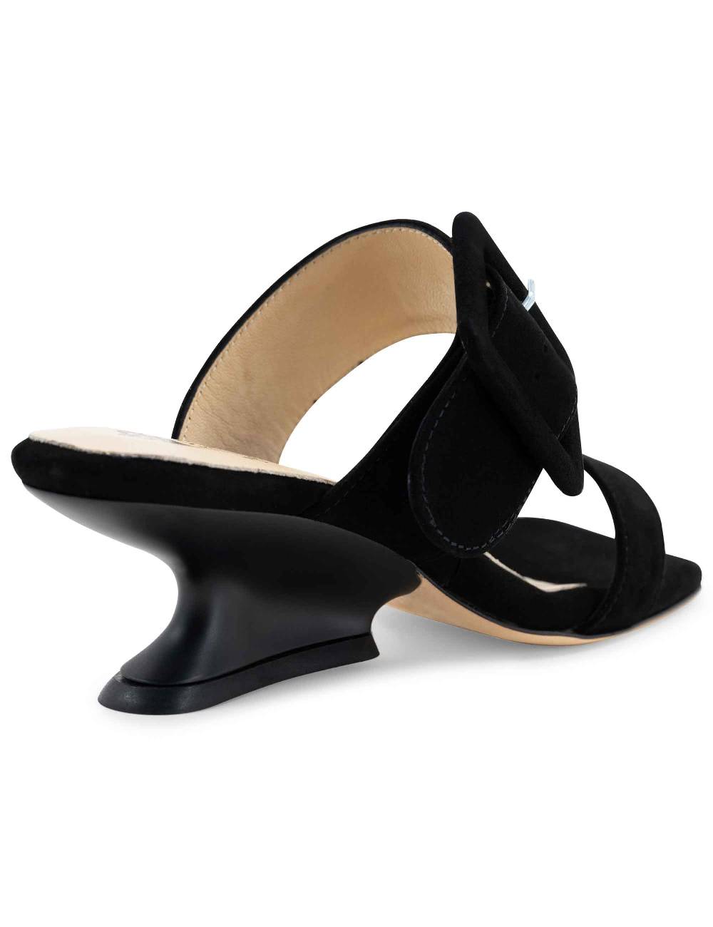 L'ARIANNA Sandali Ds1359/z Donna In Camoscio Nero Con Zeppa Bassa