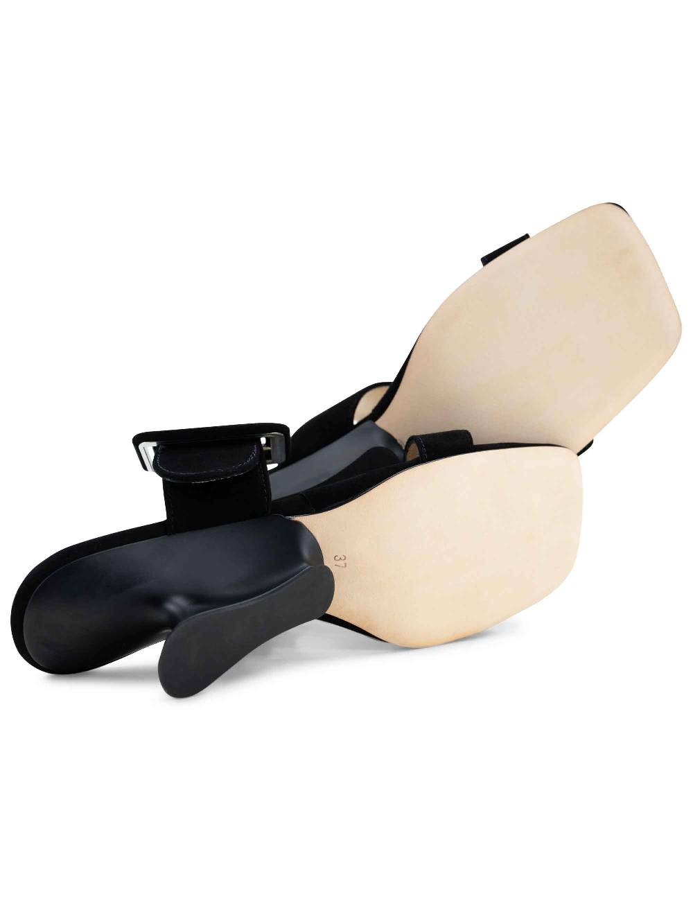 L'ARIANNA Sandali Ds1359/z Donna In Camoscio Nero Con Zeppa Bassa