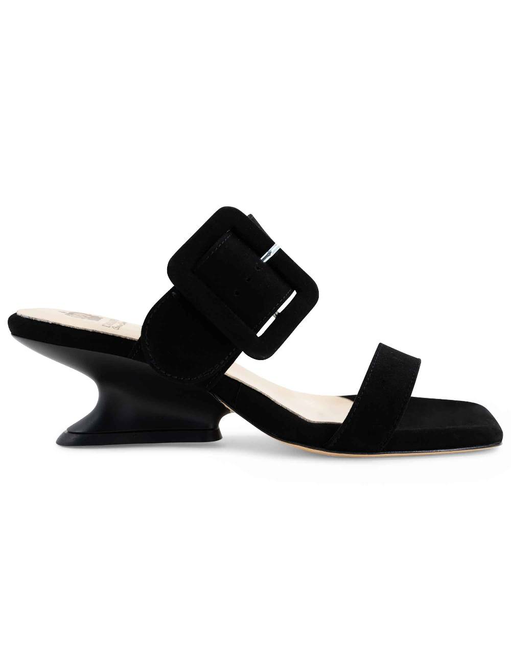 L'ARIANNA Sandali ds1359/z donna in camoscio nero con zeppa bassa