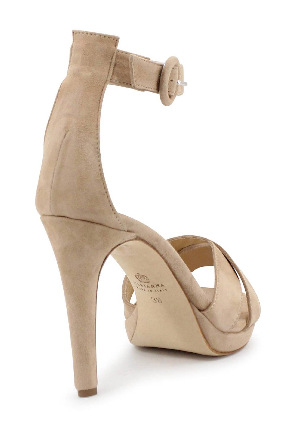 L'ARIANNA Sandali DS1507 Donna In Camoscio Nude Con Tacco Alto E Cinturino Alla Caviglia