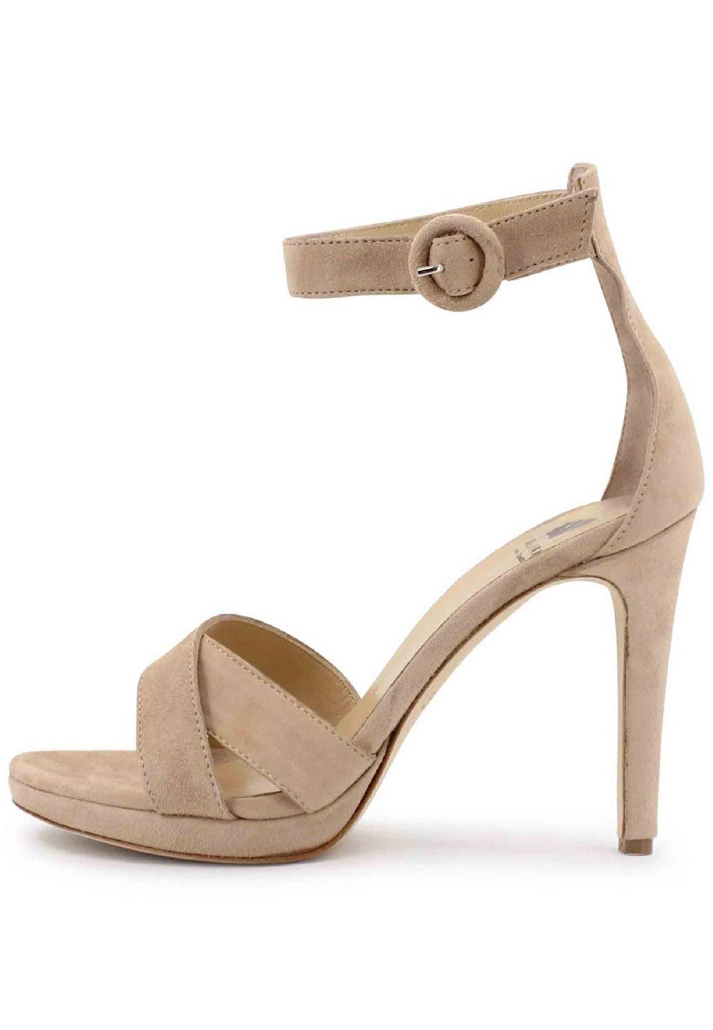 L'ARIANNA Sandali DS1507 Donna In Camoscio Nude Con Tacco Alto E Cinturino Alla Caviglia