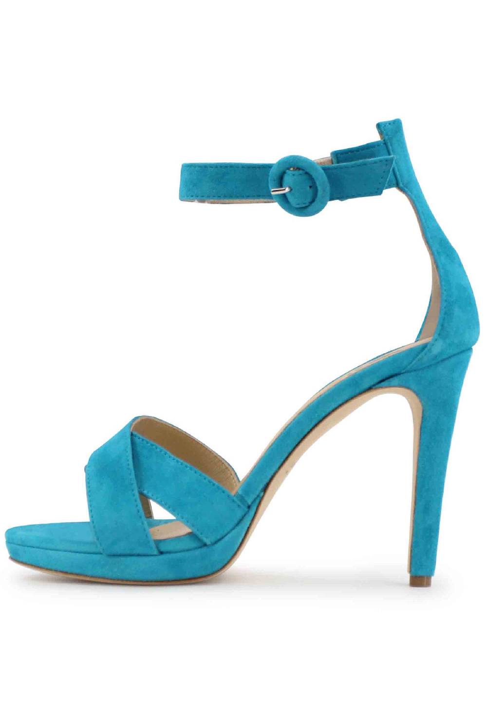 L'ARIANNA Sandali DS1507 Donna In Pelle Azzurra Con Tacco Alto E Cinturino Alla Caviglia