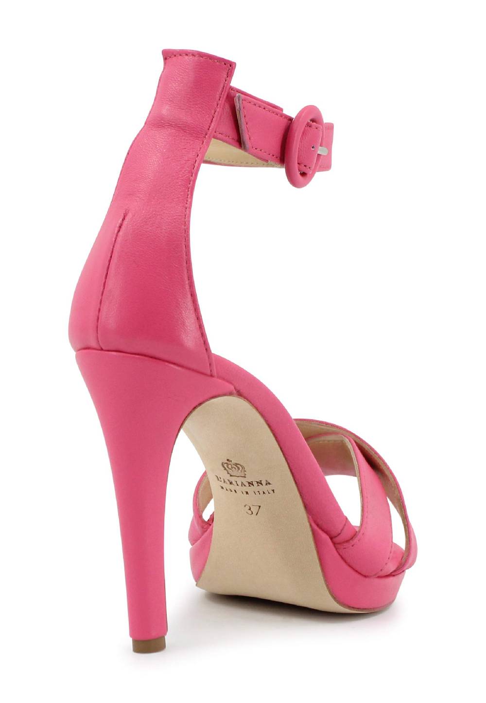 L'ARIANNA Sandali DS1507 Donna In Pelle Rosa Con Tacco Alto E Cinturino Alla Caviglia