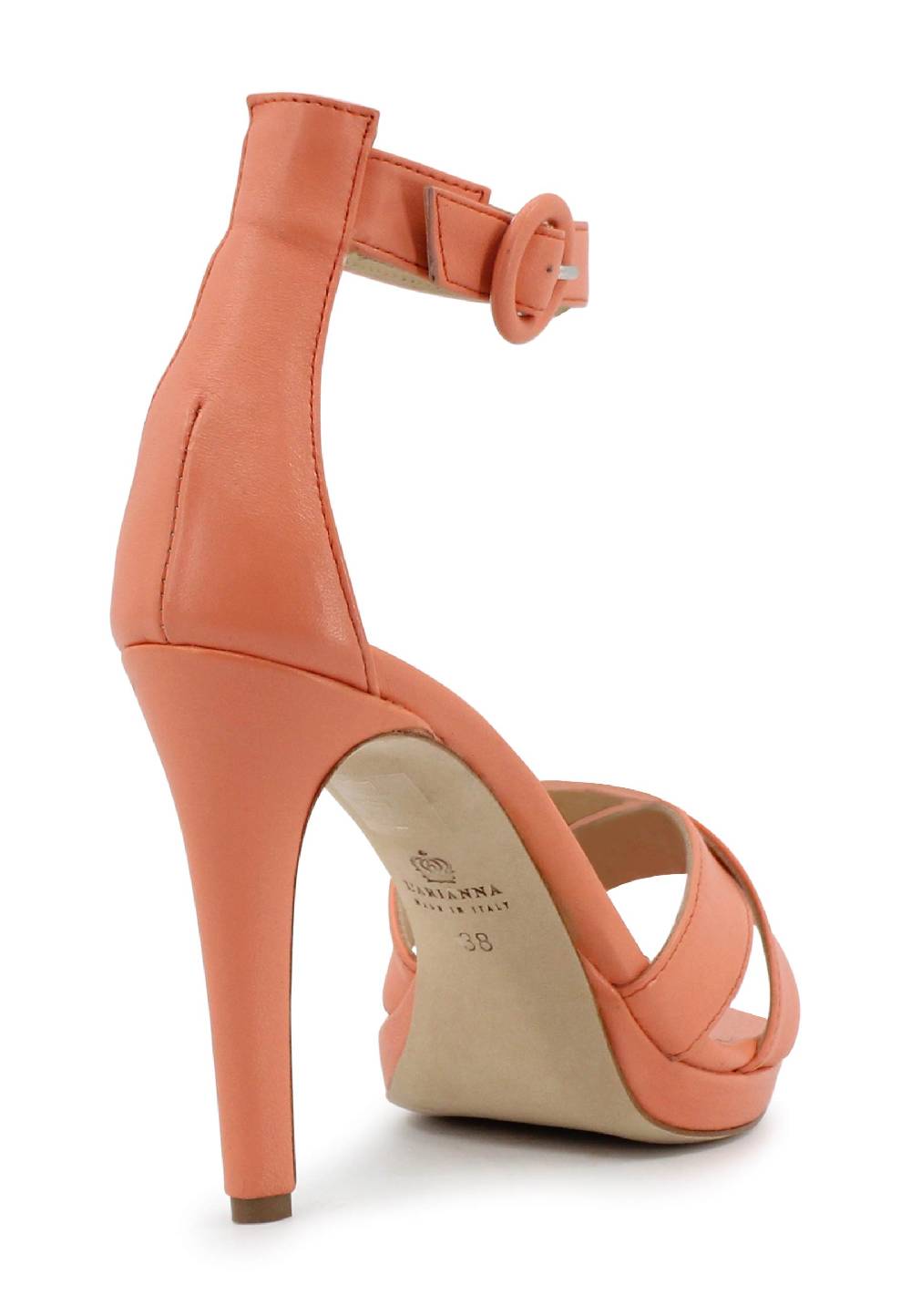 L'ARIANNA Sandali DS1507 Donna In Pelle Salmone Con Tacco Alto E Cinturino Alla Caviglia