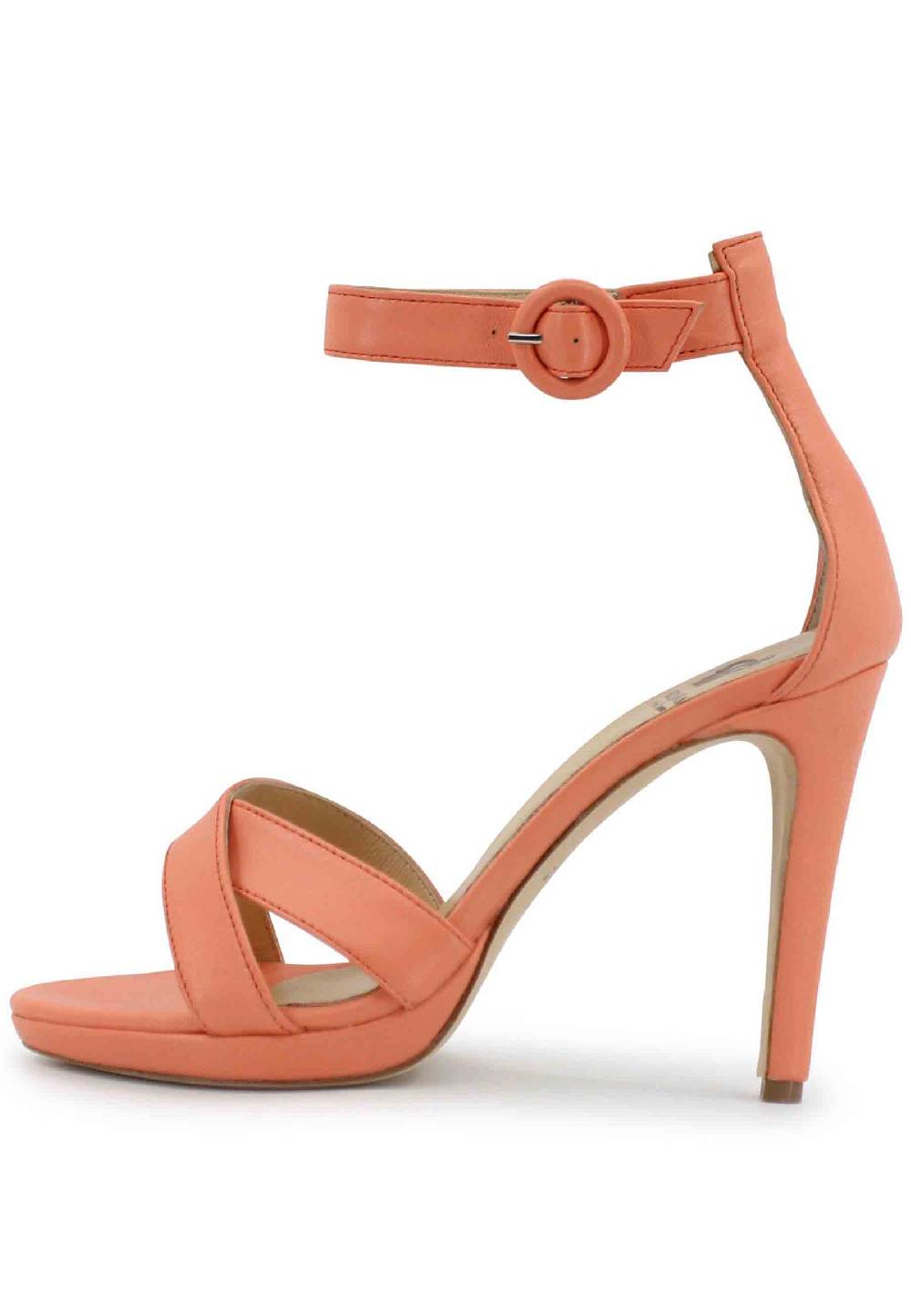 L'ARIANNA Sandali DS1507 Donna In Pelle Salmone Con Tacco Alto E Cinturino Alla Caviglia