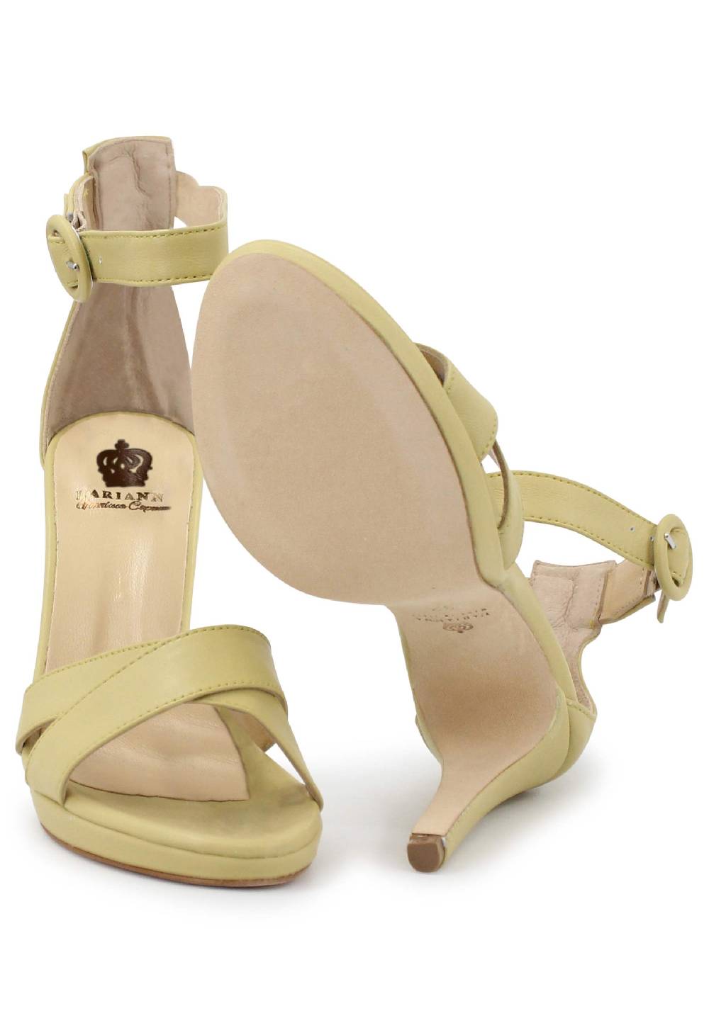 L'ARIANNA Sandali DS1507 Donna In Pelle Verde Con Tacco Alto E Cinturino Alla Caviglia