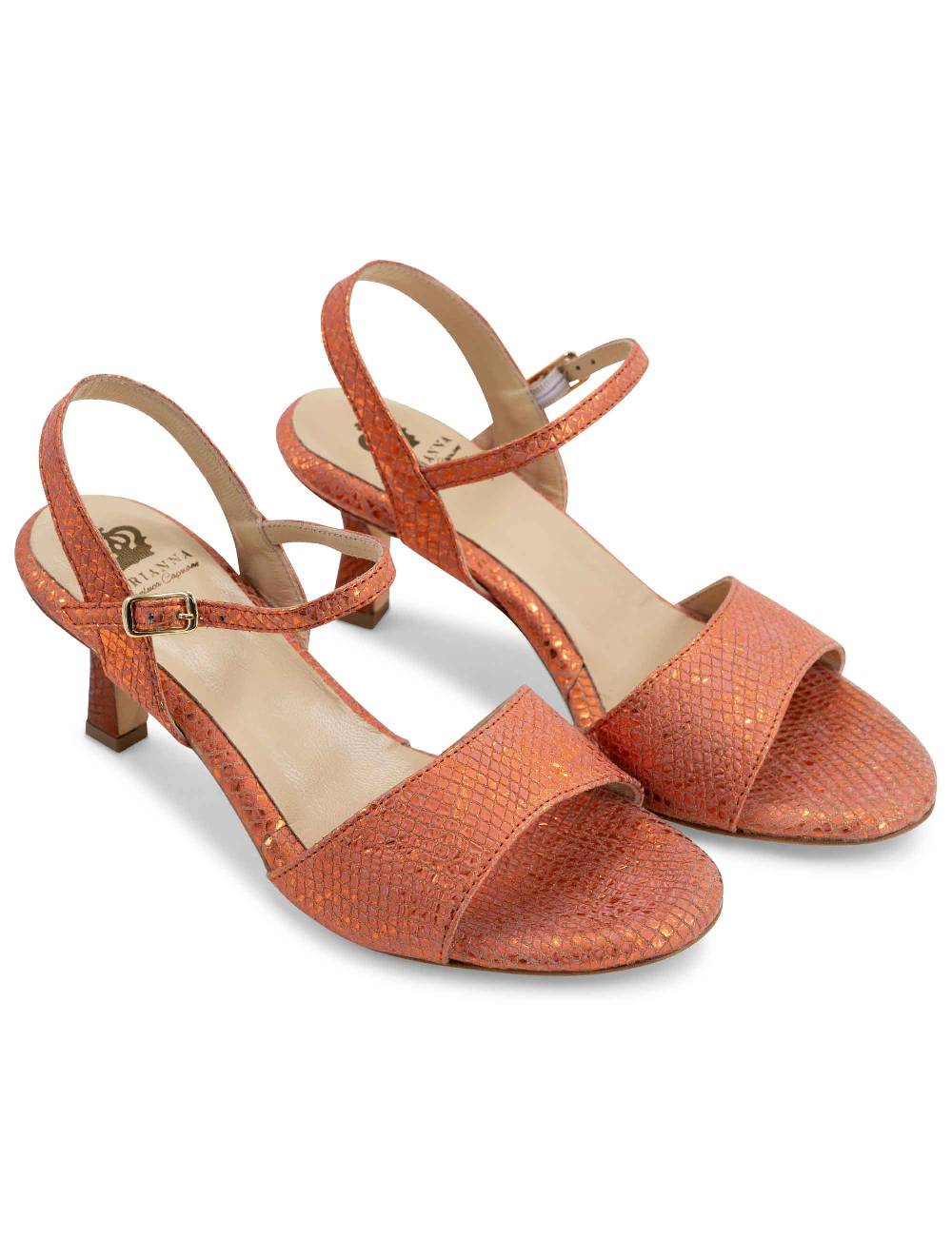 L'ARIANNA Sandali Ds1510/rt In Tessuto Stampato Laminato Color Aragosta L'arianna