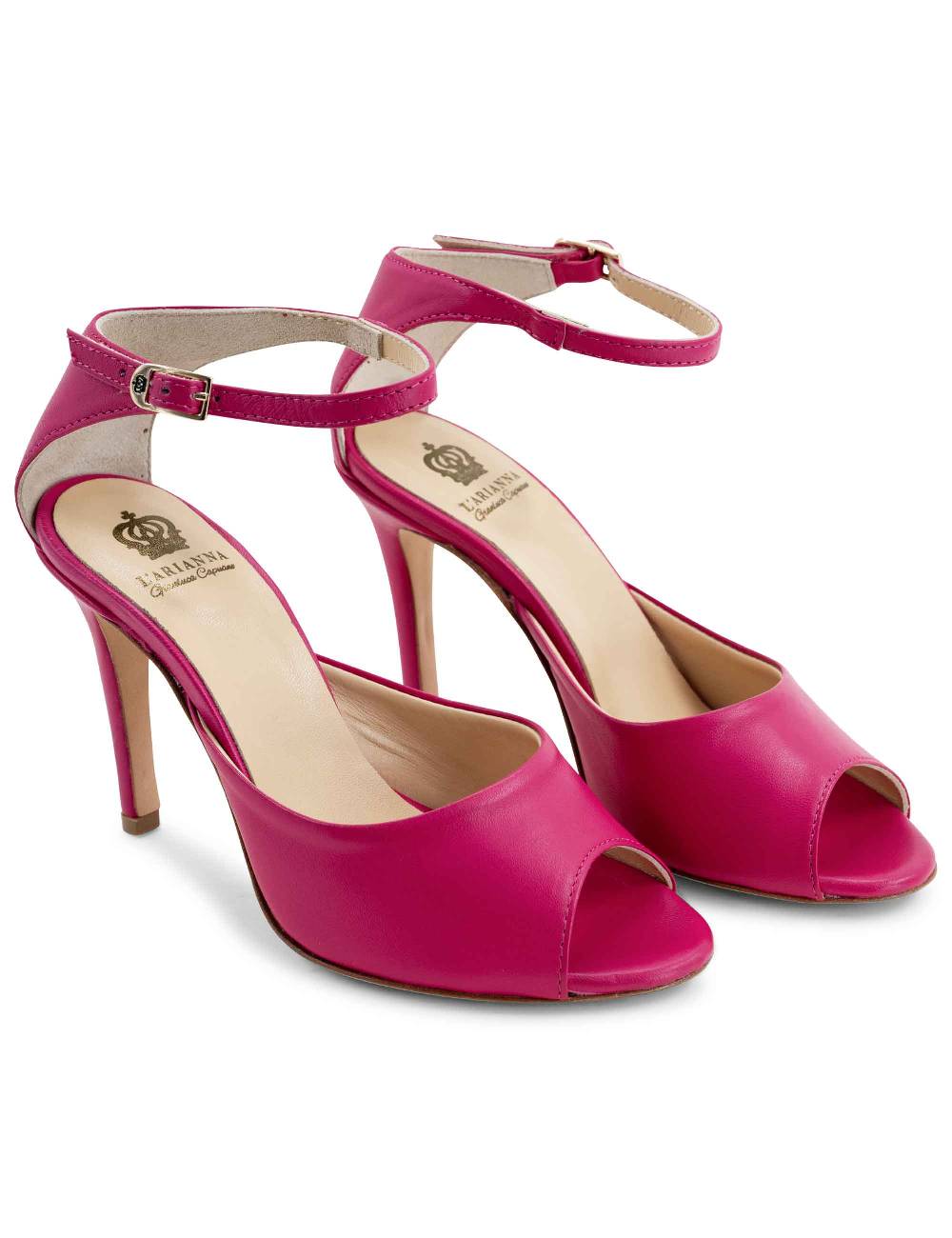 L'ARIANNA Sandali DS1518 Donna In Pelle Fucsia Con Tacco Alto E Cinturino Alla Caviglia L'Arianna