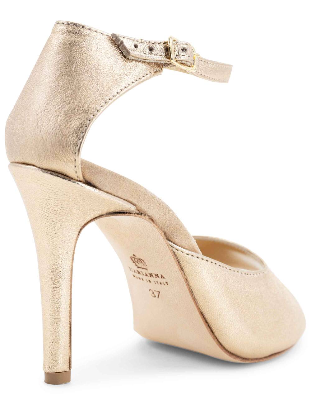 L'ARIANNA Sandali DS1518 Donna In Pelle Laminata Nude Con Tacco Alto E Cinturino Alla Caviglia L'Arianna