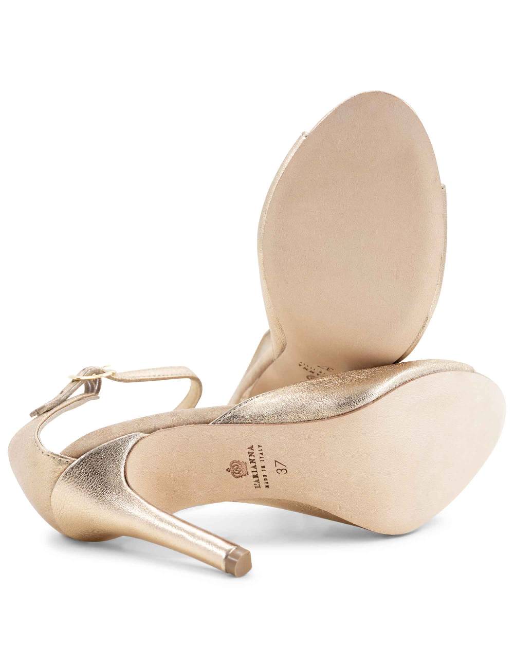 L'ARIANNA Sandali DS1518 Donna In Pelle Laminata Nude Con Tacco Alto E Cinturino Alla Caviglia L'Arianna