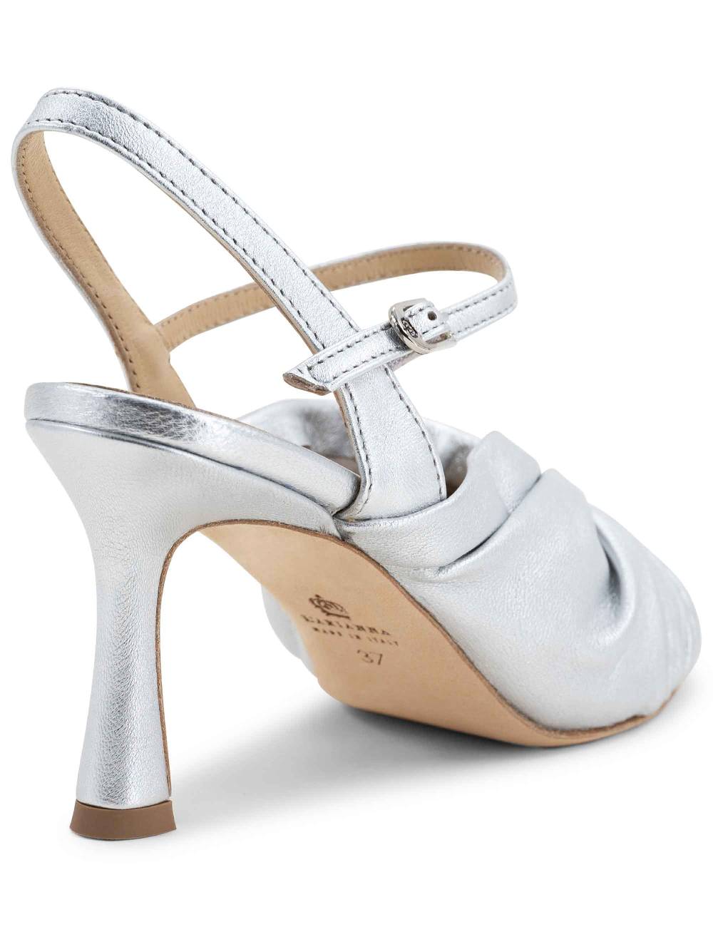 L'ARIANNA Sandali Ds1535/rt Donna In Pelle Argento Con Suola In Cuoio