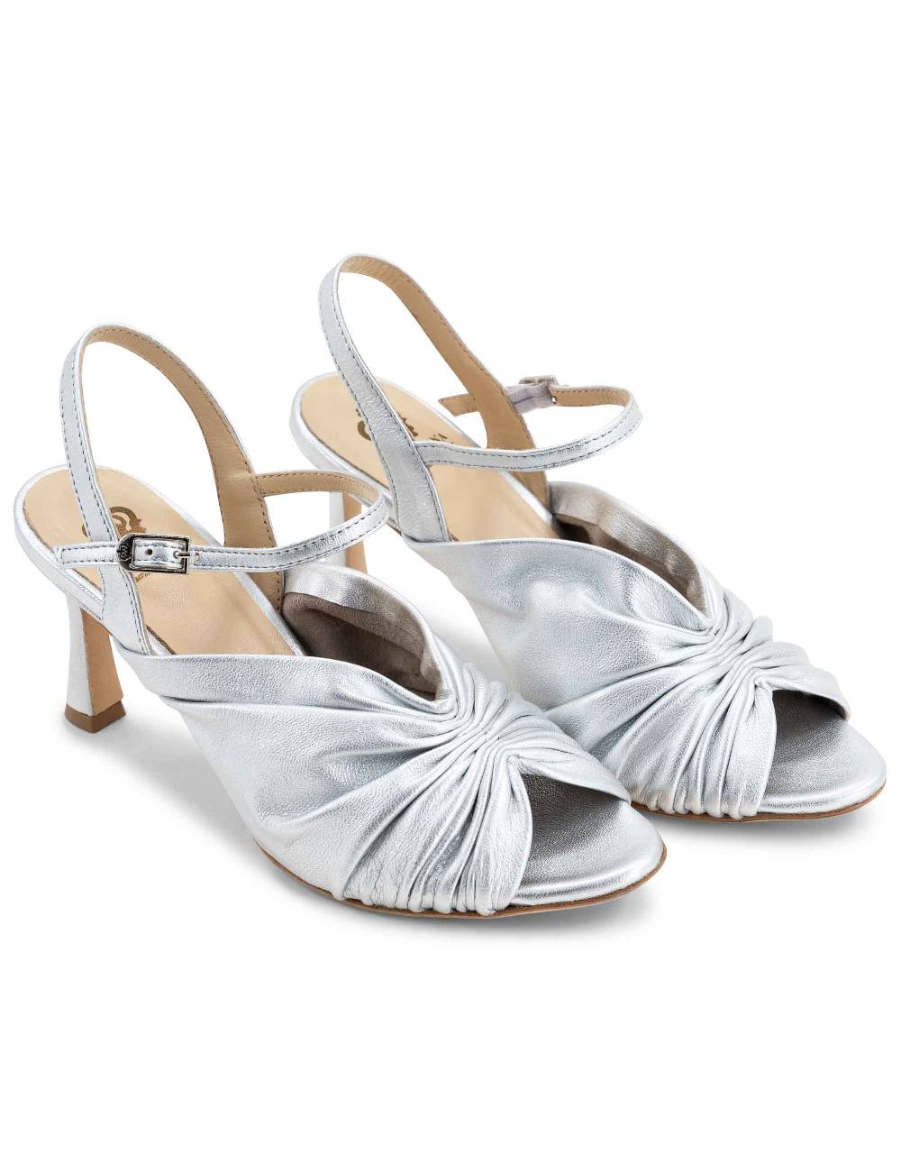 L'ARIANNA Sandali Ds1535/rt Donna In Pelle Argento Con Suola In Cuoio