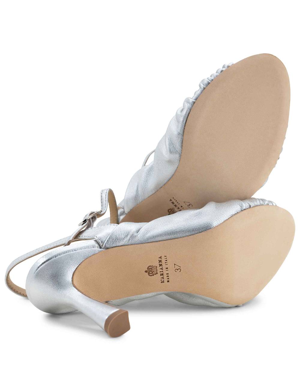 L'ARIANNA Sandali Ds1535/rt Donna In Pelle Argento Con Suola In Cuoio