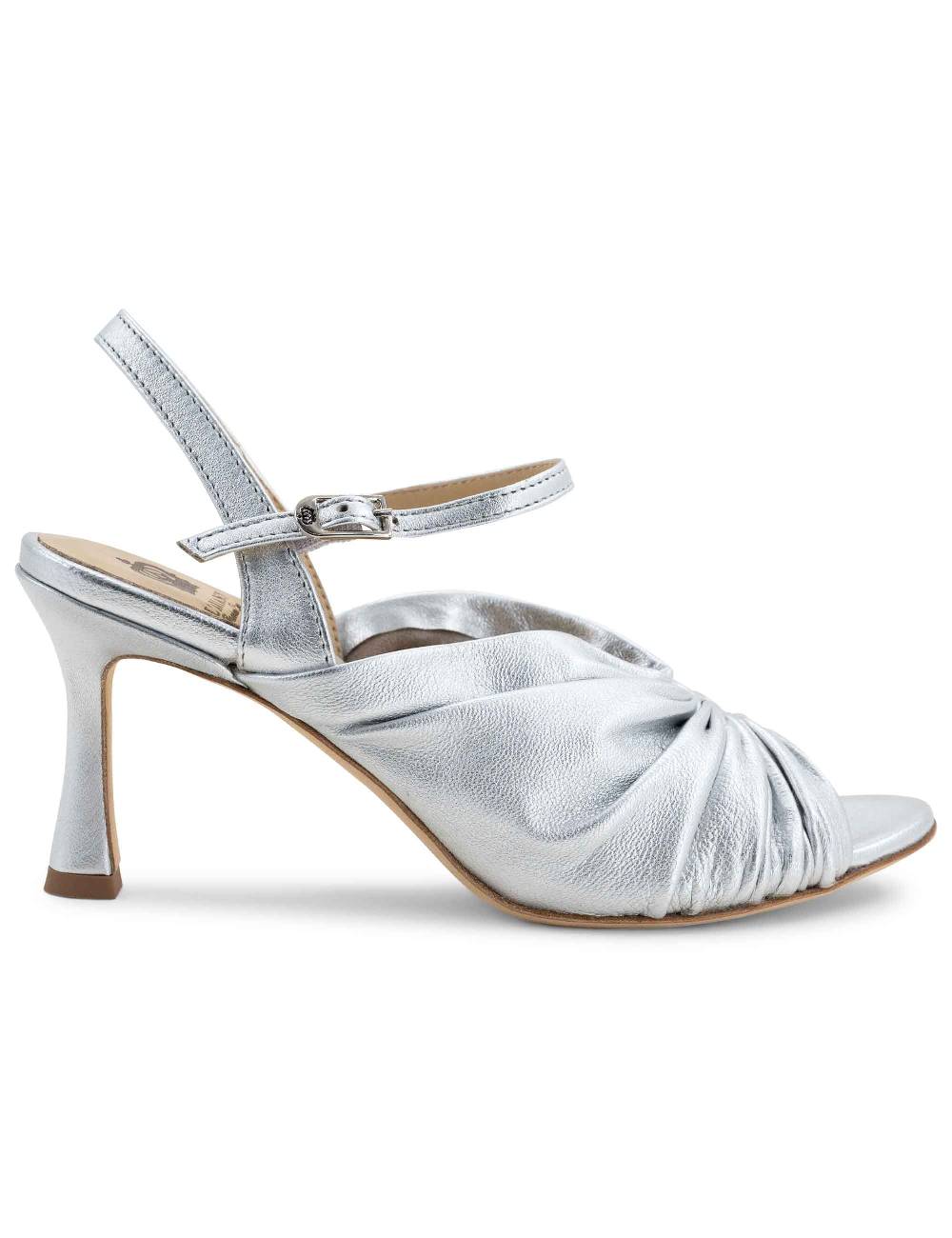 L'ARIANNA Sandali ds1535/rt donna in pelle argento con suola in cuoio