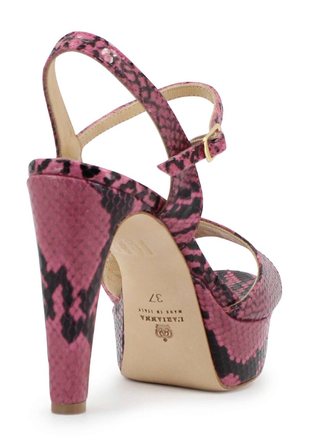 L'ARIANNA Sandali DS1610 Donna In Pelle Stampata Rosa Con Tacco Alto E Plateau