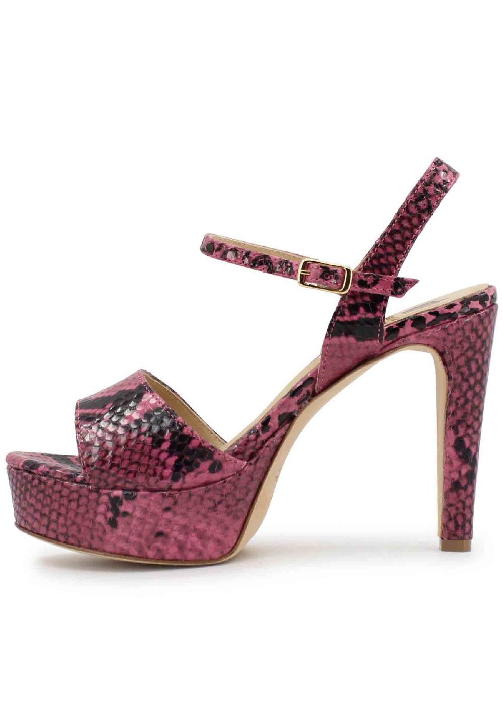 L'ARIANNA Sandali DS1610 Donna In Pelle Stampata Rosa Con Tacco Alto E Plateau