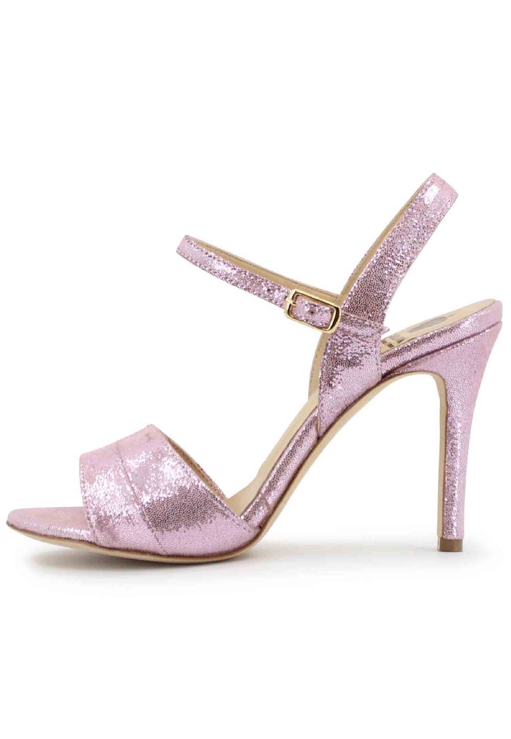 L'ARIANNA Sandali Ds1643 Da Donna In Pelle Laminata Rosa Con Tacco Alto E Cinturino Alla Caviglia