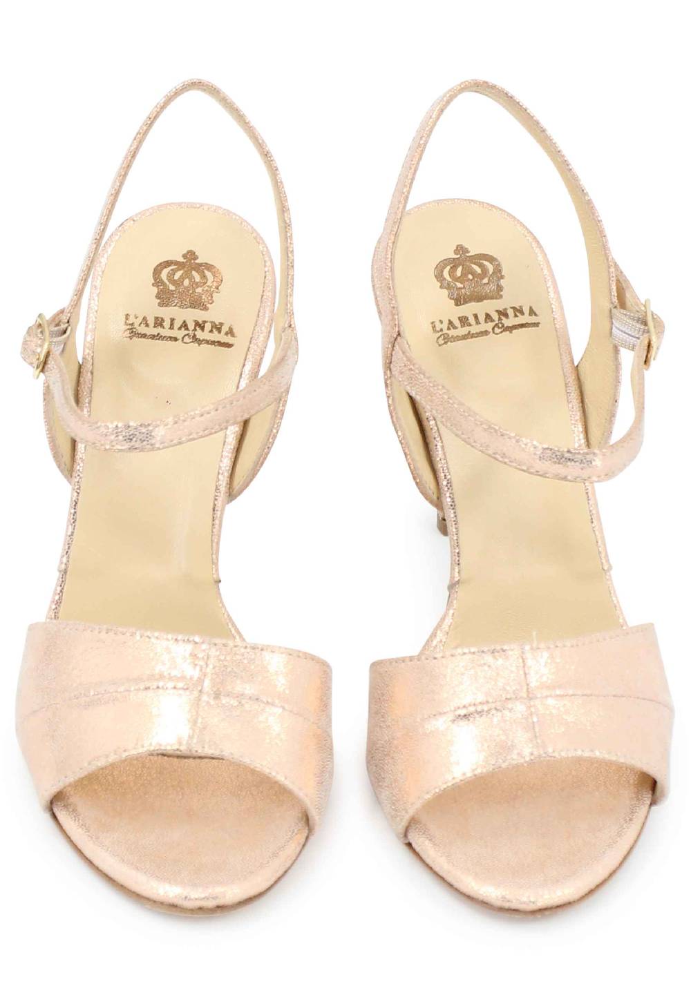 L'ARIANNA Sandali Ds1643 Da Donna In Pelle Laminata Salmone Con Tacco Alto E Cinturino Alla Caviglia