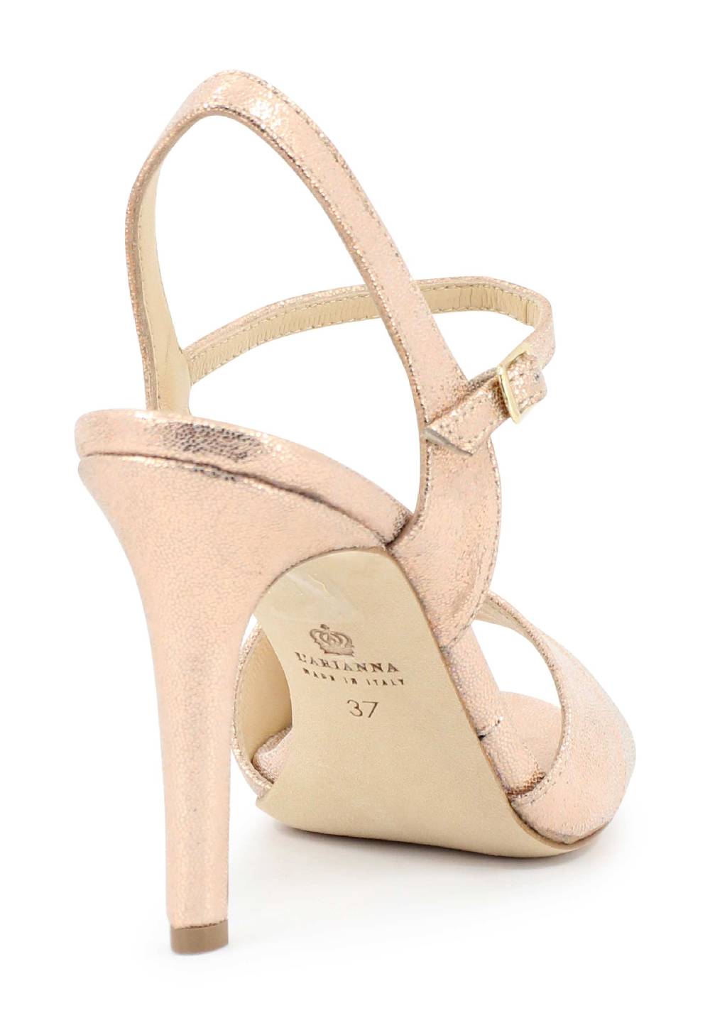 L'ARIANNA Sandali Ds1643 Da Donna In Pelle Laminata Salmone Con Tacco Alto E Cinturino Alla Caviglia