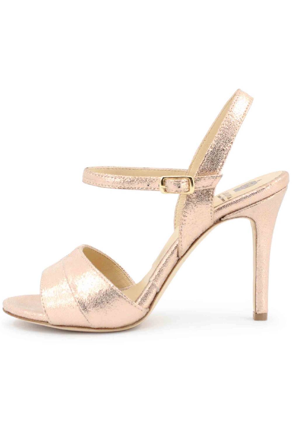 L'ARIANNA Sandali Ds1643 Da Donna In Pelle Laminata Salmone Con Tacco Alto E Cinturino Alla Caviglia