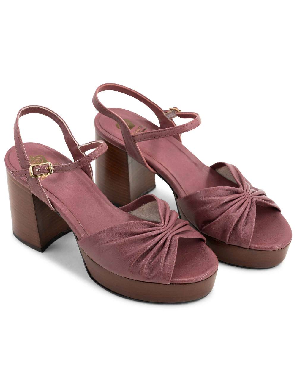 L'ARIANNA Sandali Ds1648 Da Donna In Pelle Couture Con Tacco E Plateau In Cuoio L'Arianna