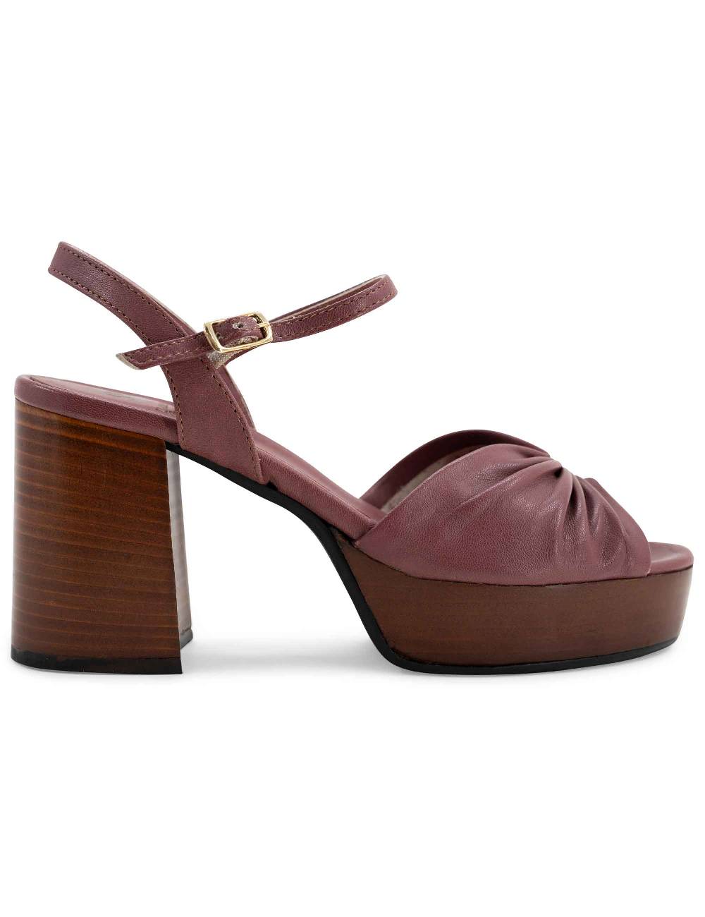 L'ARIANNA Sandali ds1648 da donna in pelle couture con tacco e plateau in cuoio L'Arianna