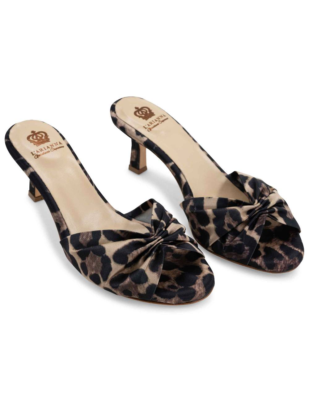 L'ARIANNA Sandali Ds1649/rt Donna Inraso Animalier Color Nero Con Tacco Basso