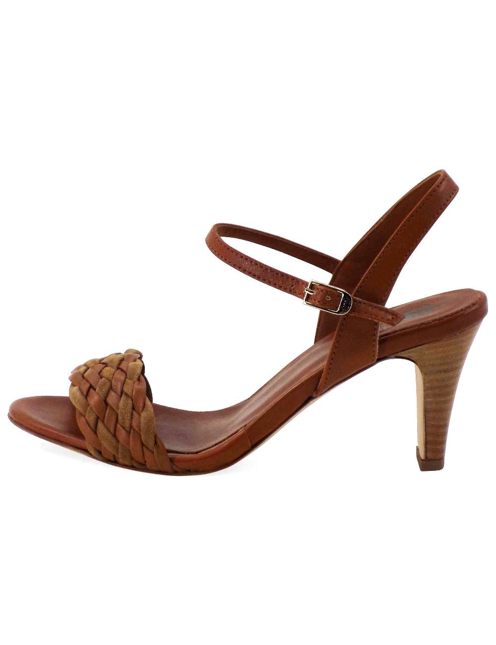 L'ARIANNA Sandali Ds1733/c Donna In Cuoio Con Cinturino Alla Caviglia E Fascia Intrecciata Anteriore In Cuoio E Camoscio