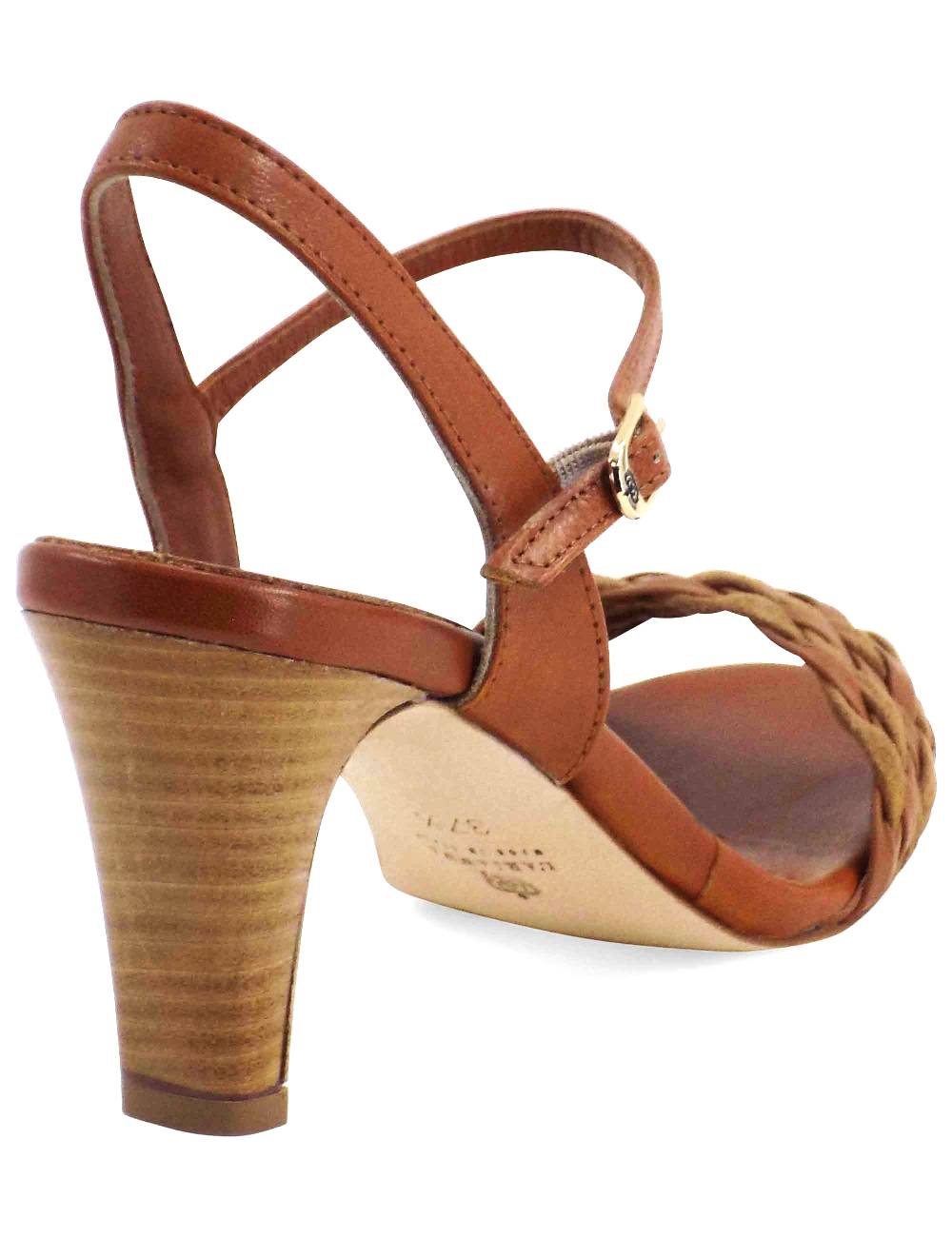 L'ARIANNA Sandali Ds1733/c Donna In Cuoio Con Cinturino Alla Caviglia E Fascia Intrecciata Anteriore In Cuoio E Camoscio