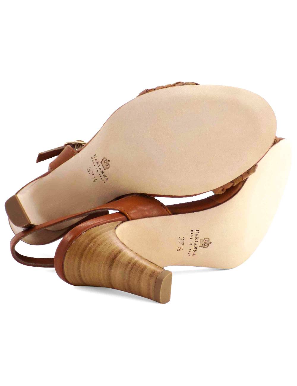 L'ARIANNA Sandali Ds1733/c Donna In Cuoio Con Cinturino Alla Caviglia E Fascia Intrecciata Anteriore In Cuoio E Camoscio