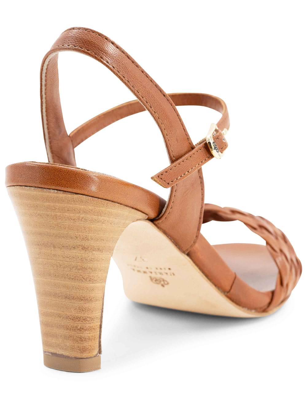 L'ARIANNA Sandali Ds1733/c Donna In Cuoio Con Cinturino Alla Caviglia E Fascia Intrecciata Anteriore