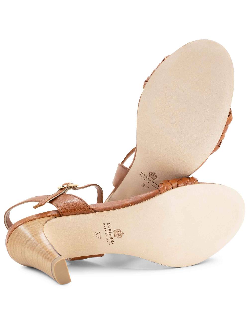 L'ARIANNA Sandali Ds1733/c Donna In Cuoio Con Cinturino Alla Caviglia E Fascia Intrecciata Anteriore