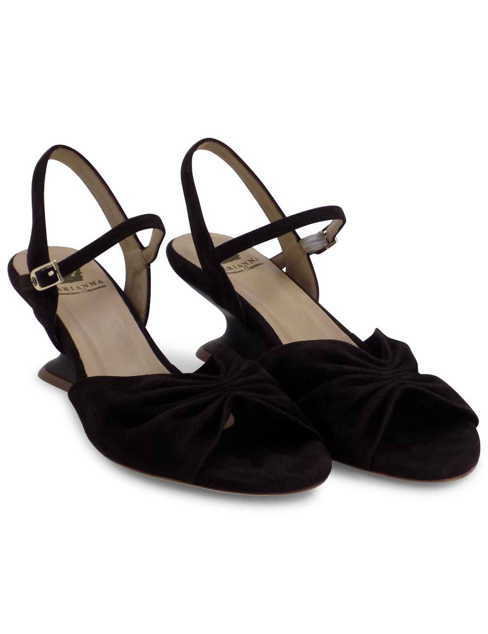 L'ARIANNA Sandali Ds1736/z In Camoscio Testa Di Moro Con Tacco A Zeppa