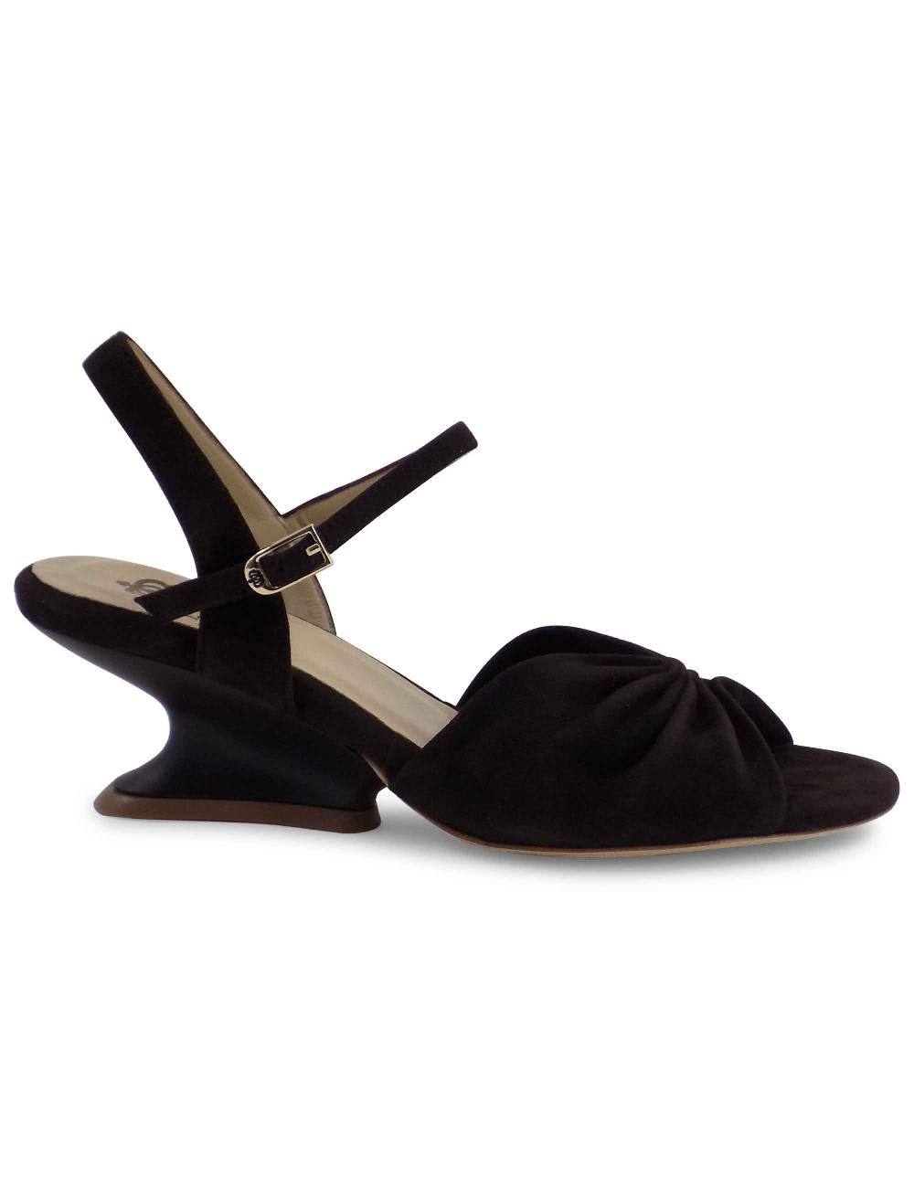 L'ARIANNA Sandali ds1736/z in camoscio testa di moro con tacco a zeppa